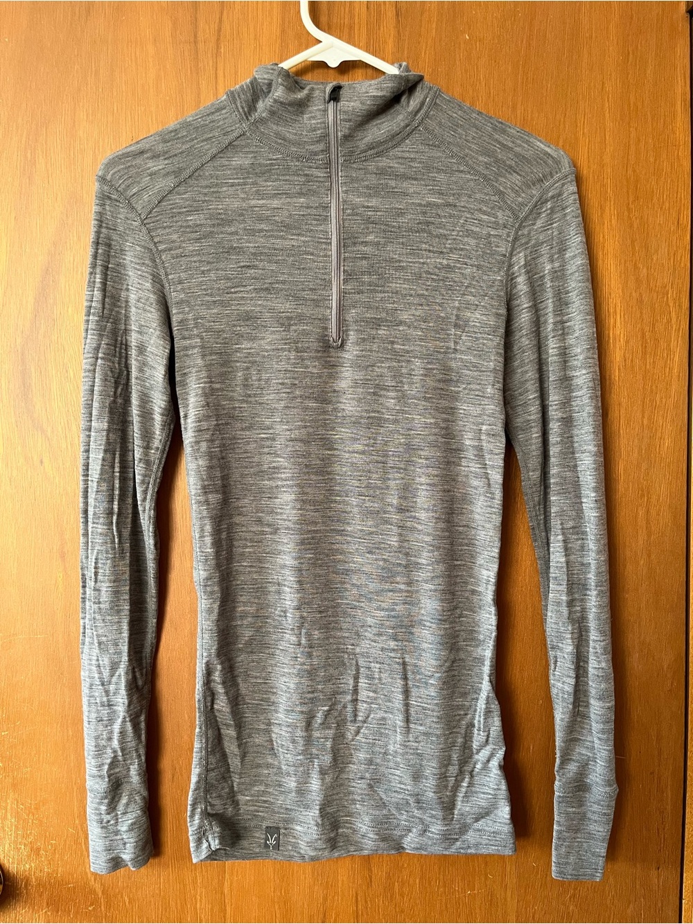 Ibex Heather Gray Quarter-Zip Merino Wool Long Sleeve Top - Men’s Small